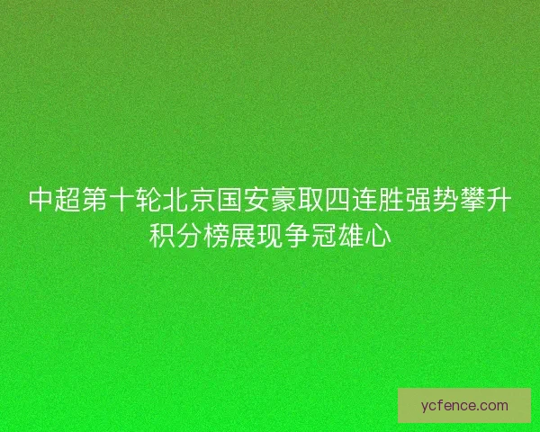 中超第十轮北京国安豪取四连胜强势攀升积分榜展现争冠雄心